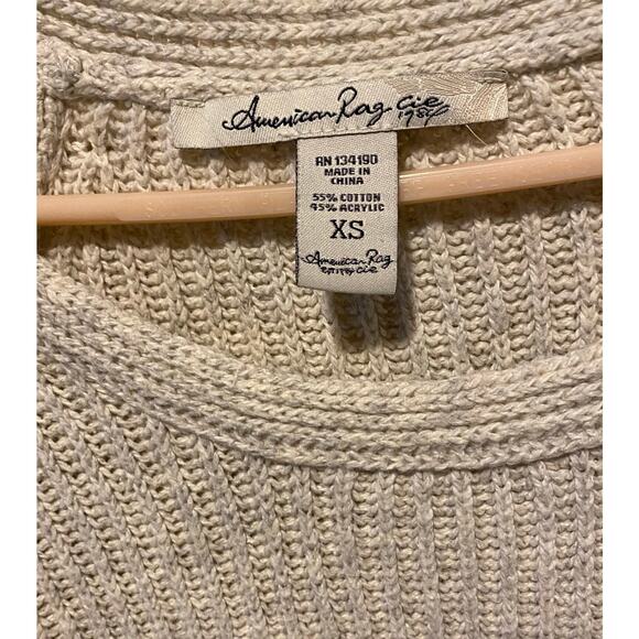 American Rag Cropped Knit Sweater XS Gray Half Sleeve Boxy Preppy Cottage - Picture 4 of 5